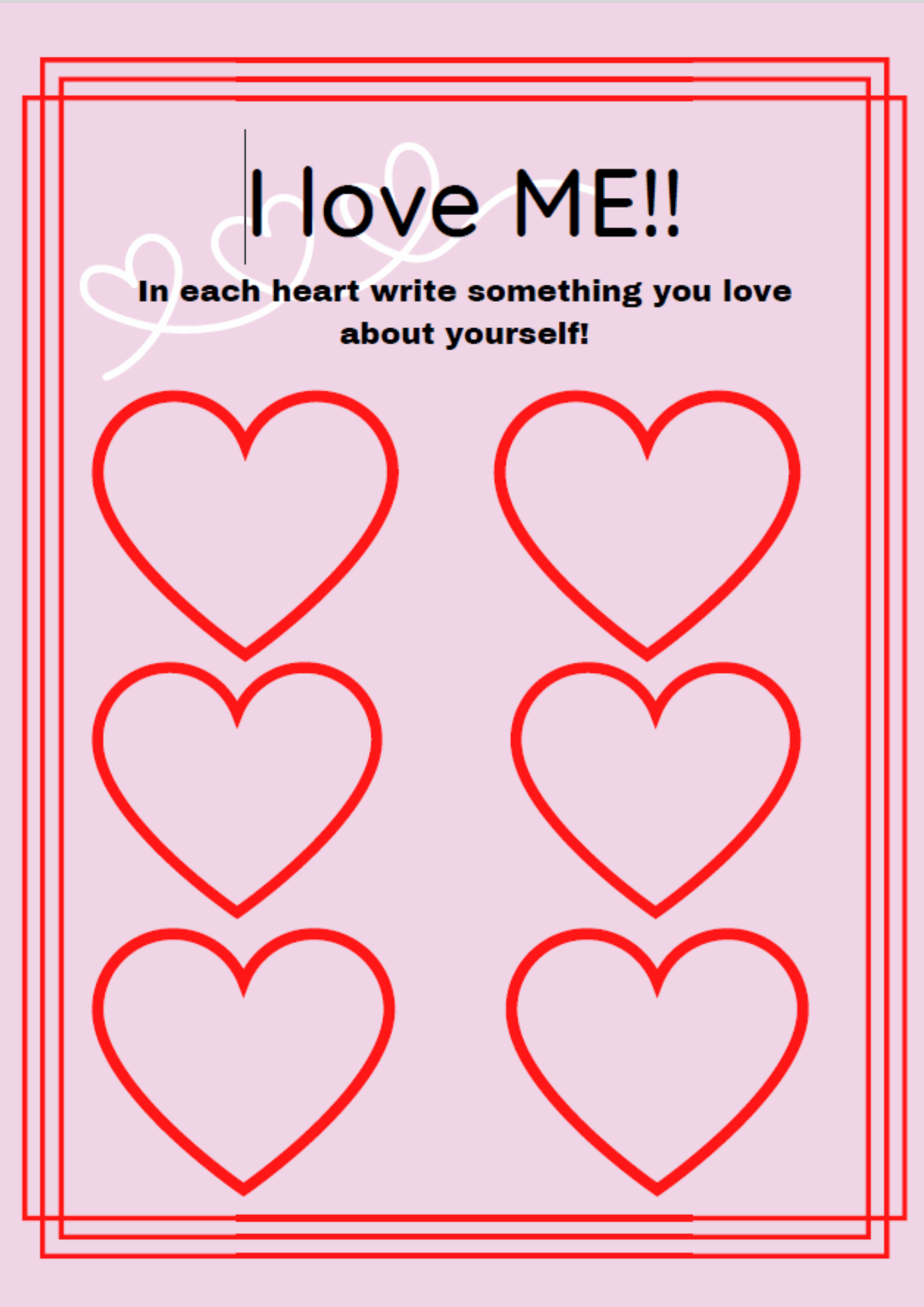 Self-love worksheet