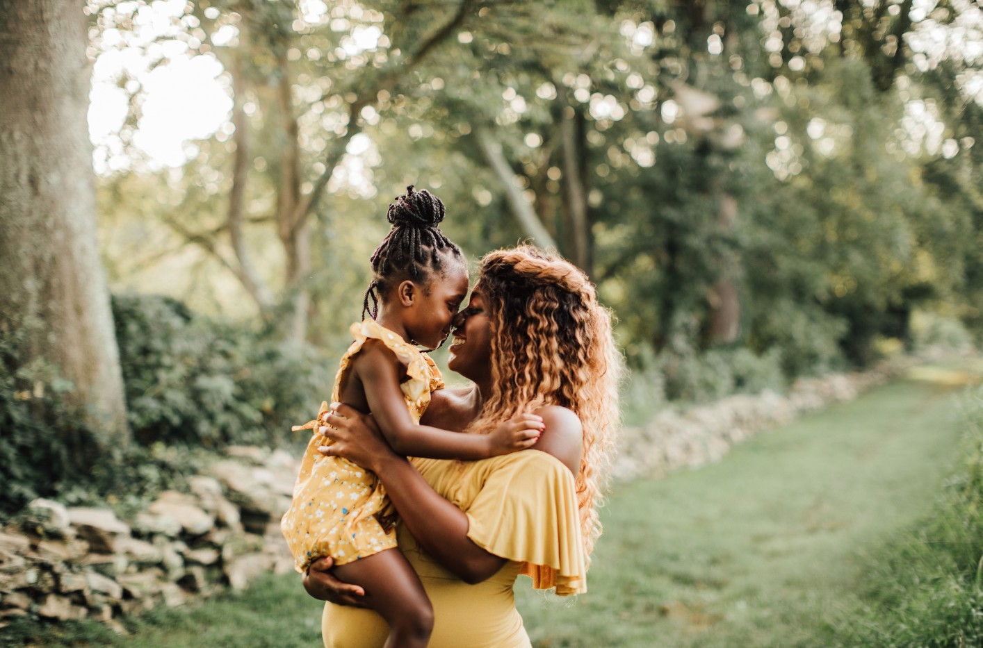 A mother and daughter hug