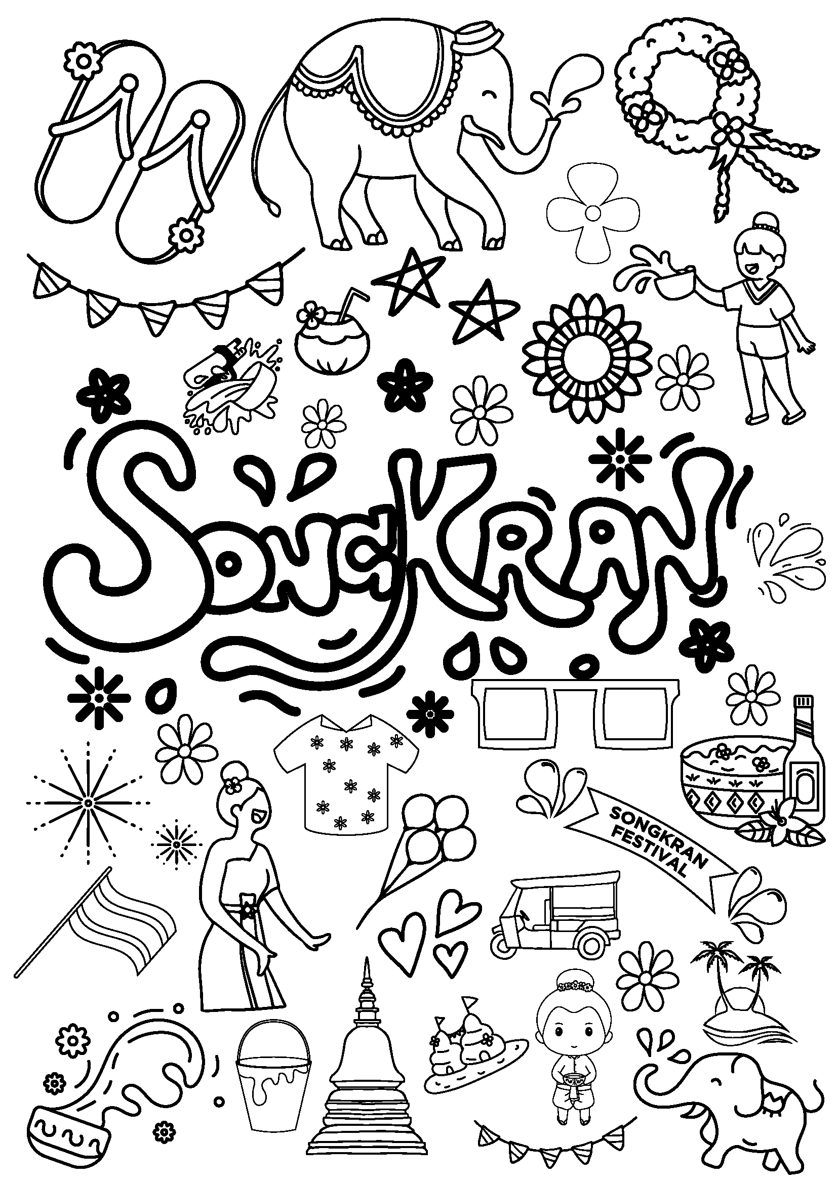 Songkran coloring activity