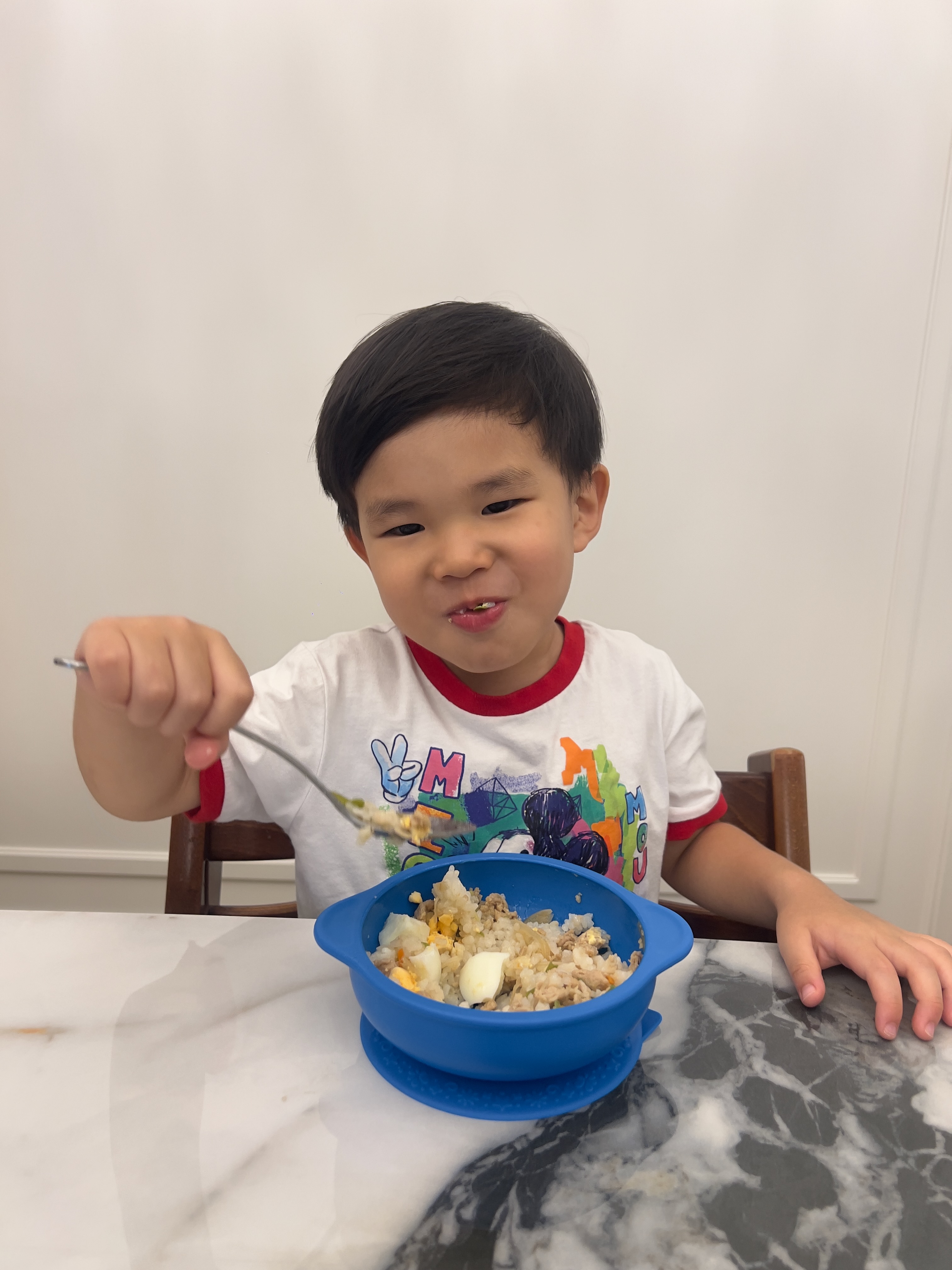 A kid eats