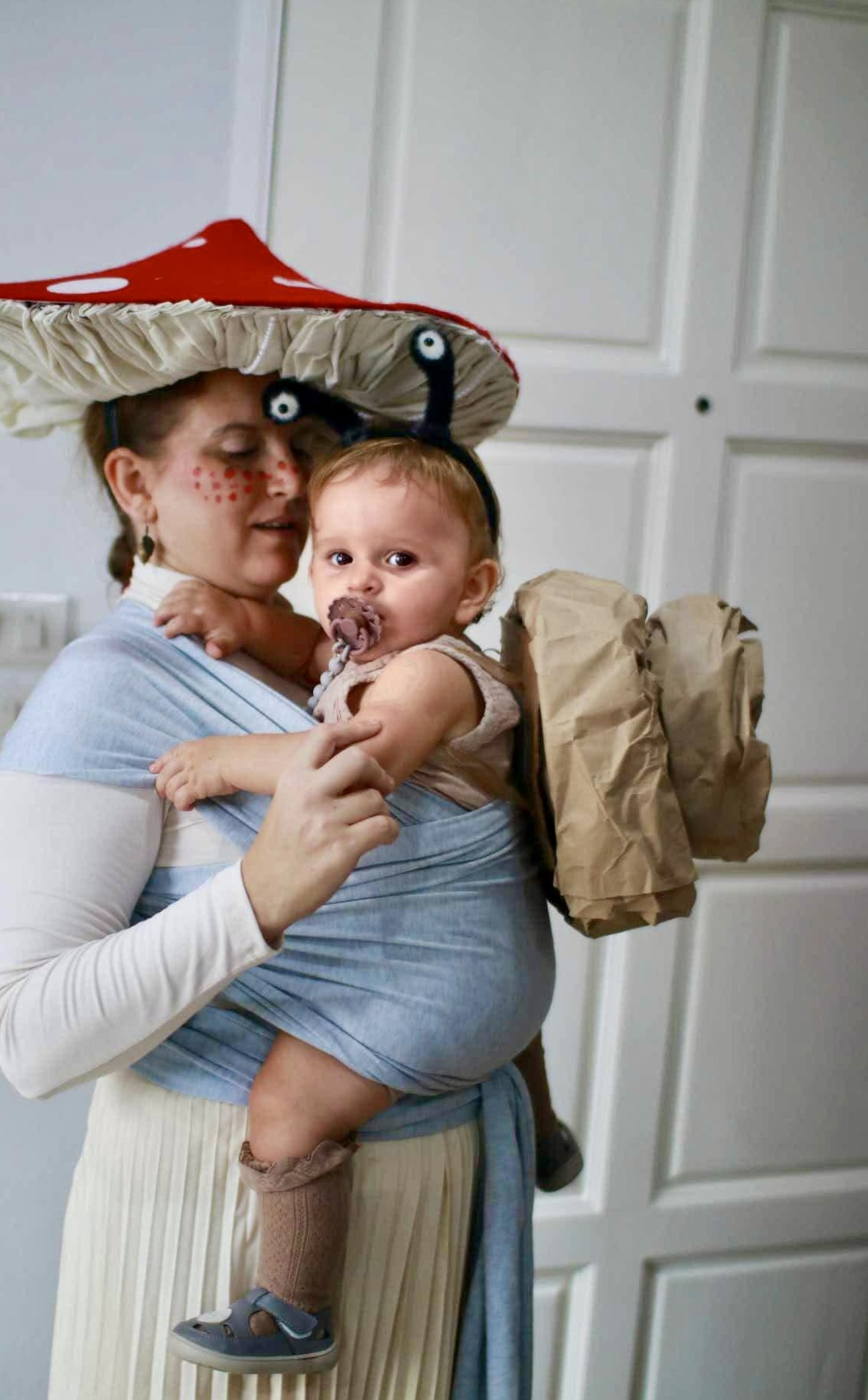 A mother and daughter in Halloween costumes