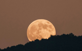 The moon rises